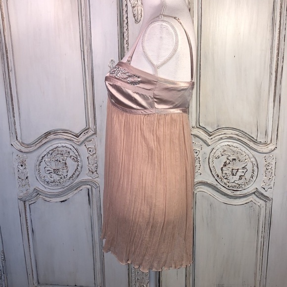 Miss Me Collection Blush and Rhinestone Accented Spaghetti Strap Silk Dress - Picture 6 of 12